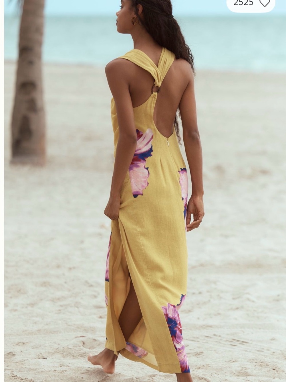 Anthropologie Yellow Floral-Trim Sleeveless Wrap Maxi Dress - Picture 2 of 4